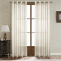 Amity French Linen Beige Gray Window Curtains Grommet Drapes Translucent Sheer Home Decor Curtain