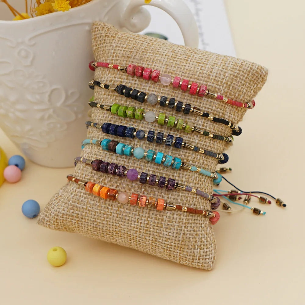 Trendy Bohemian Jewelry Healing Natural Stones Beads Bracelet Miyuki Seed Beads Adjustable Bracelets Women