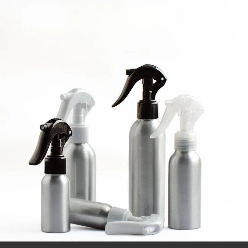 Empty Aluminum Trigger Spray Bottle Refillable Fine Mist Metal Water Sprayer for Cosmetic Hairdressing Cleaning 100ml 250ml