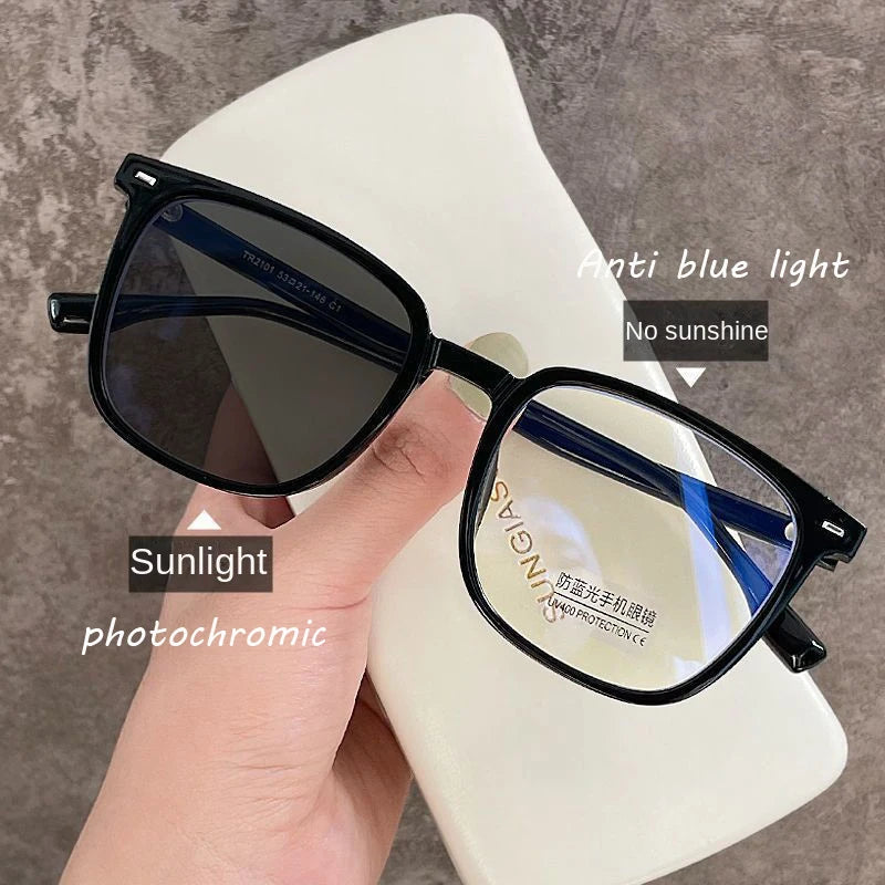 Fashion Hot Classic square Photochromic Blue Light Blocking Glasses Men Women Multiple Colors Ins Trend Eyeglasses