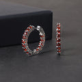 RZ0235 Abiding Fine Jewelry Fashion Inside Outside Style Round 3mm Red Garnet Gemstone 925 Sterling Silver Hoop Earrings