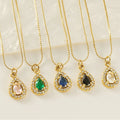 Wholesale Cubic Zirconia Pendant Necklace PVD 18K Gold Color Anti Non Tarnish Free Waterproof 316L Stainless Steel Chain Jewelry