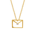 Wholesale Ladies' Gold Plated Small Envelope Design Inlaid Glitter Zircon Square Pendant Necklace Sets Waterproof