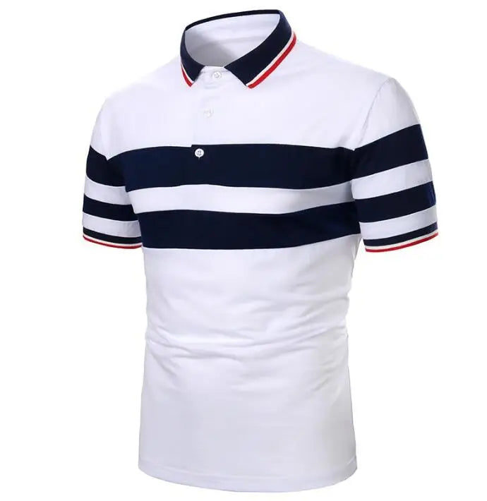 Sports Men's Polo Shirt Color Blocking Short Sleeved Youth Popular Casual Polo Shirt Men's Casual Oversize T-shirt