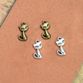 Sitting Cat Curled-Tail Charm Zinc Alloy Antique Silver Hollow Eye Pendant for Cat Lover Bracelet MegaBDM