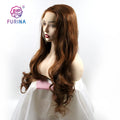 OEM & ODM Acceptable High Temperature Fiber Heat Resistant Long Silk Wavy Middle Part Synthetic Lace Wig