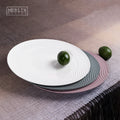 Merlin Plain Grey Dinner Plate Round Shape Bump Stripe Non-Slip Nordic Plates Sets Dinnerware for Home Decoration Accessories