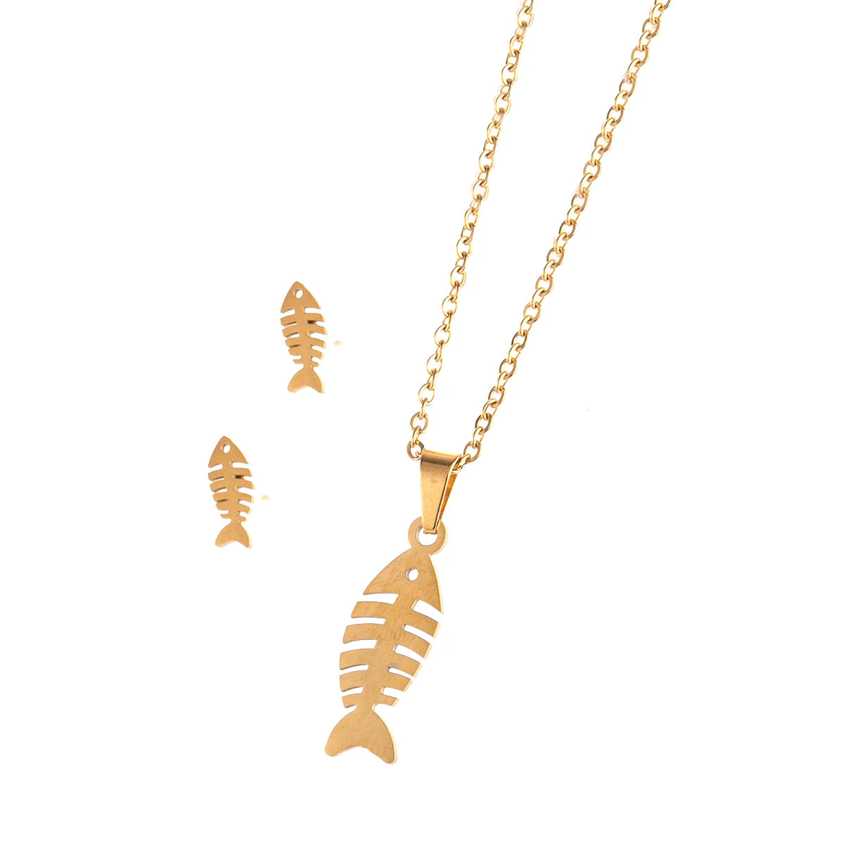 Necklace Earring Set Gold Stainless Steel Valentine's Day Gift Stainless Steel Charm for Women Wedding Jewelry Sets