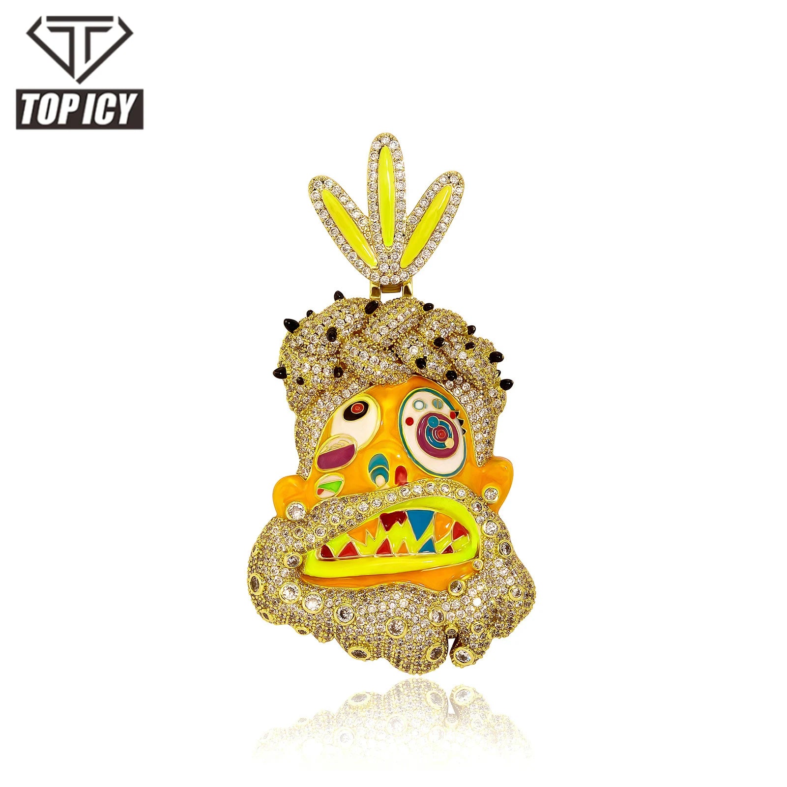 Top Icy Iced Out Cartoon Full Diamond Pendant Brass 18K Gold Plated CZ Fashion Jewelry Pendants Punk Necklace for Men
