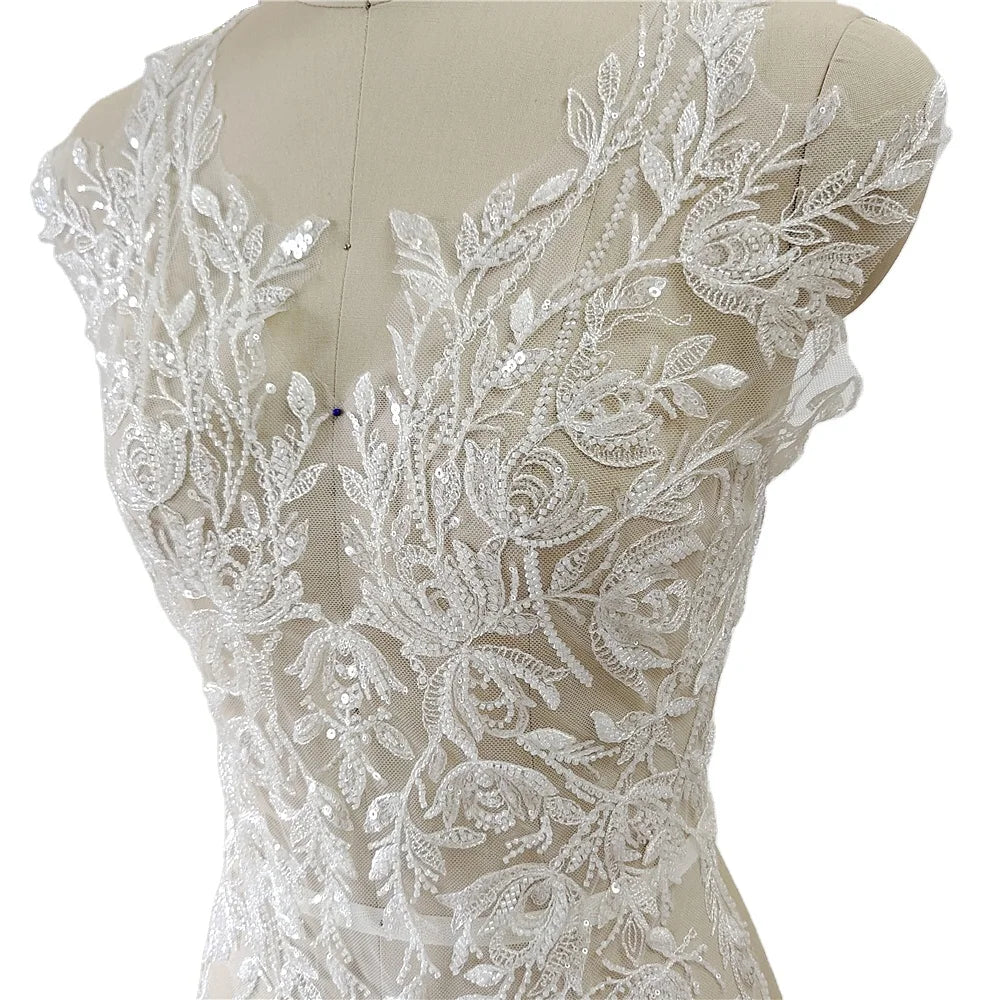 Heavy Industry Lace Fabric Flower Edge Wedding Dress Skirt Clothing Hollow DIY Handmade Chest Decoration
