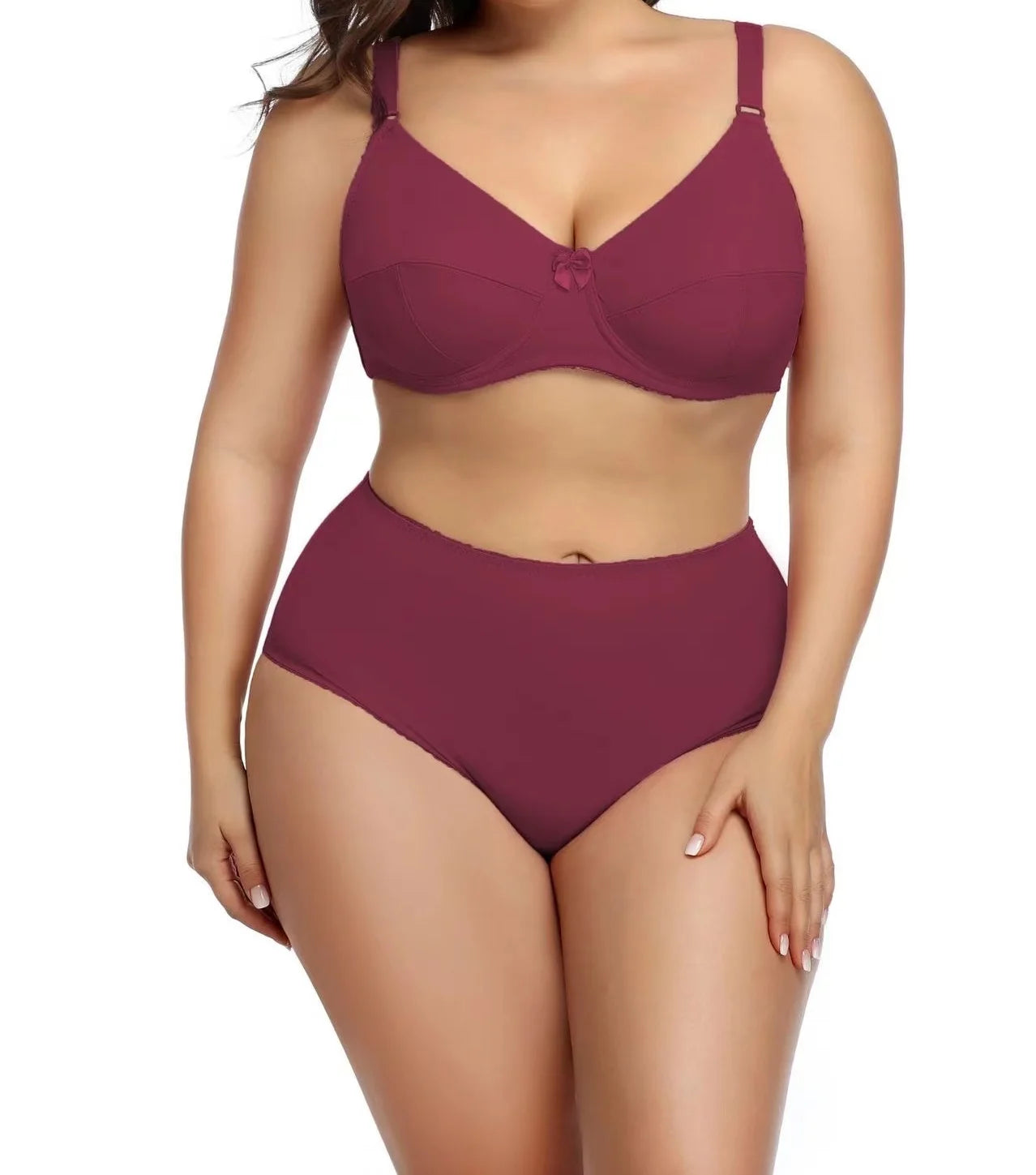 Seamless 2-Piece E Cup Push-up Bra Set Plus Size Fashion Lace Bra Underwear Solid American Popular Sale Cheap Plus Size Fashion