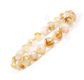 8MM Natural Smooth Bead Brazilian Snow Citrine Bracelet Elastic Stretch Bracelets for Woman Man Jewelry