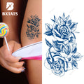 BXTAT Semi Permanent Blue Genipa Juice Tattoos of Lotus Cross Beads Eye Tiger Compass Sailboat and Orchid GZ163to168