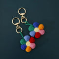 Handmade Rainbow Macrame Flower Key Chain Luck Gift for Woman Keyring Car Bag Charm Pendant Rose Sunflower Wool Knitted Keychain