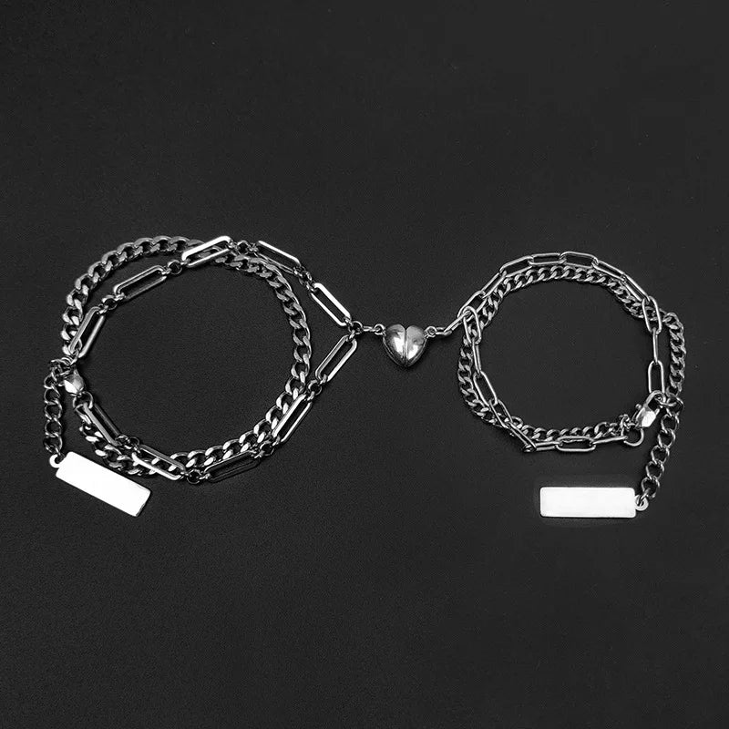 Stainless Steel Bracelet Beads Heart Jewelry Friendship Hip Hop Jewelry SB012