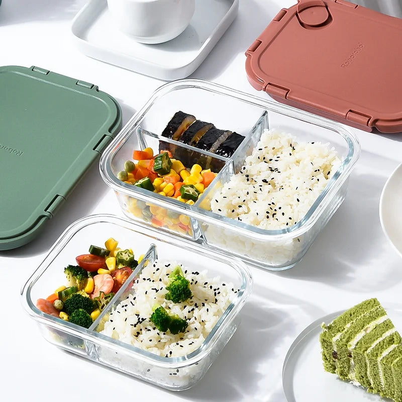 Microwave Safe Borosilicate Glass Lunch Box PP LID Wholesale 1000ml Food Storage Container for Office School