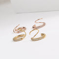 Dainty CZ Single Piercing Stainless Steel Spiral Hoop Earrings Cubic Zirconias Setting 18K Gold Plating Earrings