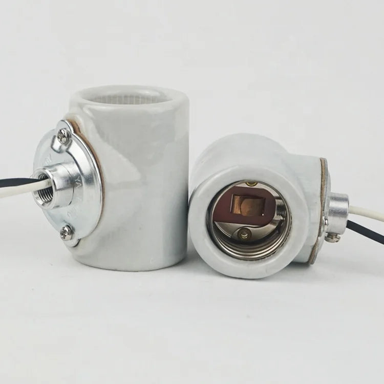 Light Fixtures E26 Keyless Glazed Porcelain Bulb Holder Twin Lampholder 2 Circuit Ceramic Lamp Holder Two Sided Light Socket