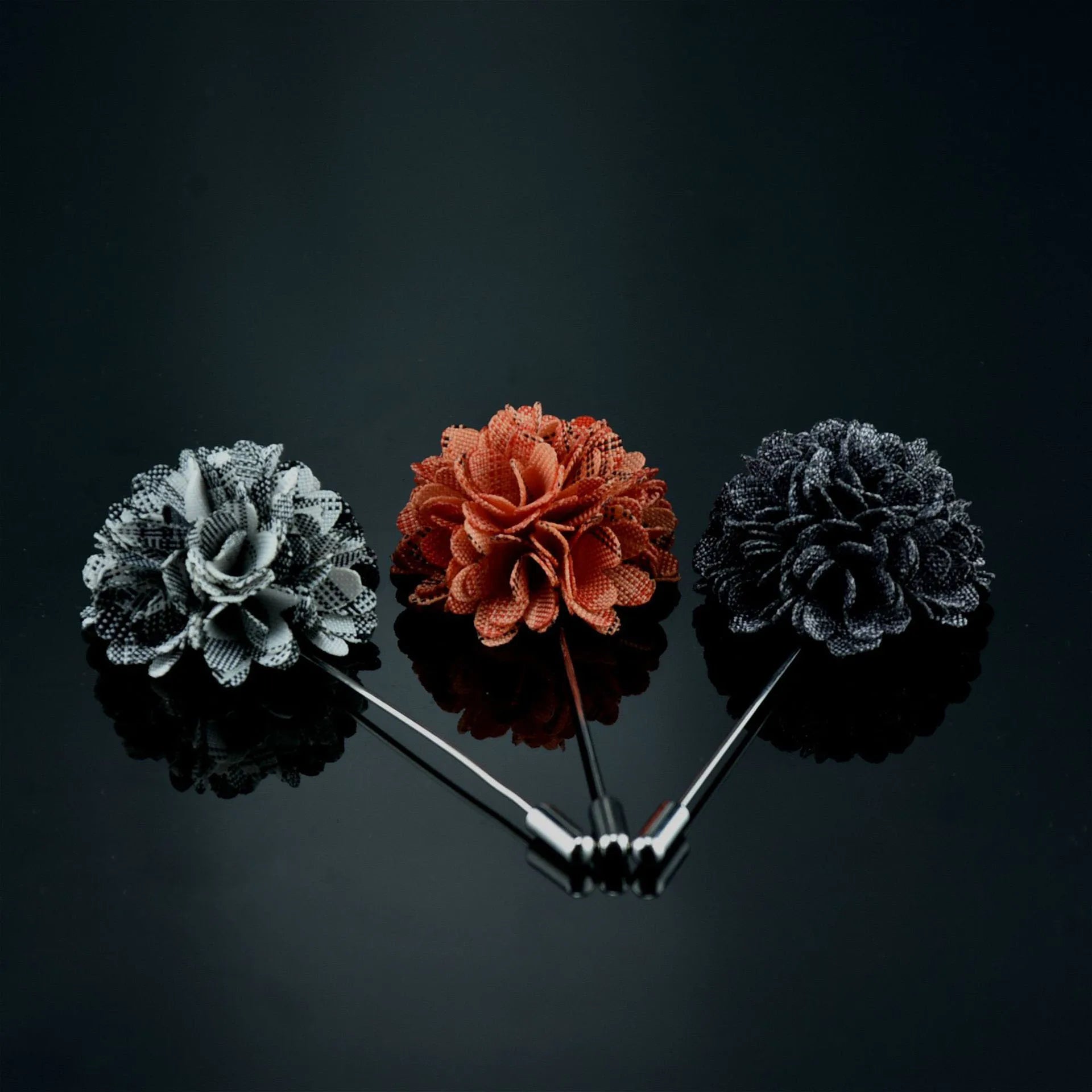 Men's Floral Lapel Pin Brooches for Suits Long Needle Fabric Flower Pins for Wedding Fashion Jewelry & Clothing Accessories