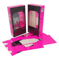 Pink White Card Collapsible Wine Glass Bottle Cup Packaging Ivory Board Gift Box With PET Clear Window