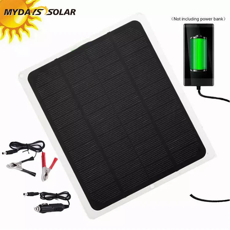 Mydays Tech 12V 20W Portable Waterproof Environmental Friendly Solar Panel Charger for Outdoor Camping