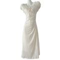 French Elegant Jacquard Drawstring Women's Tea Break Dress Gently Tied Dress