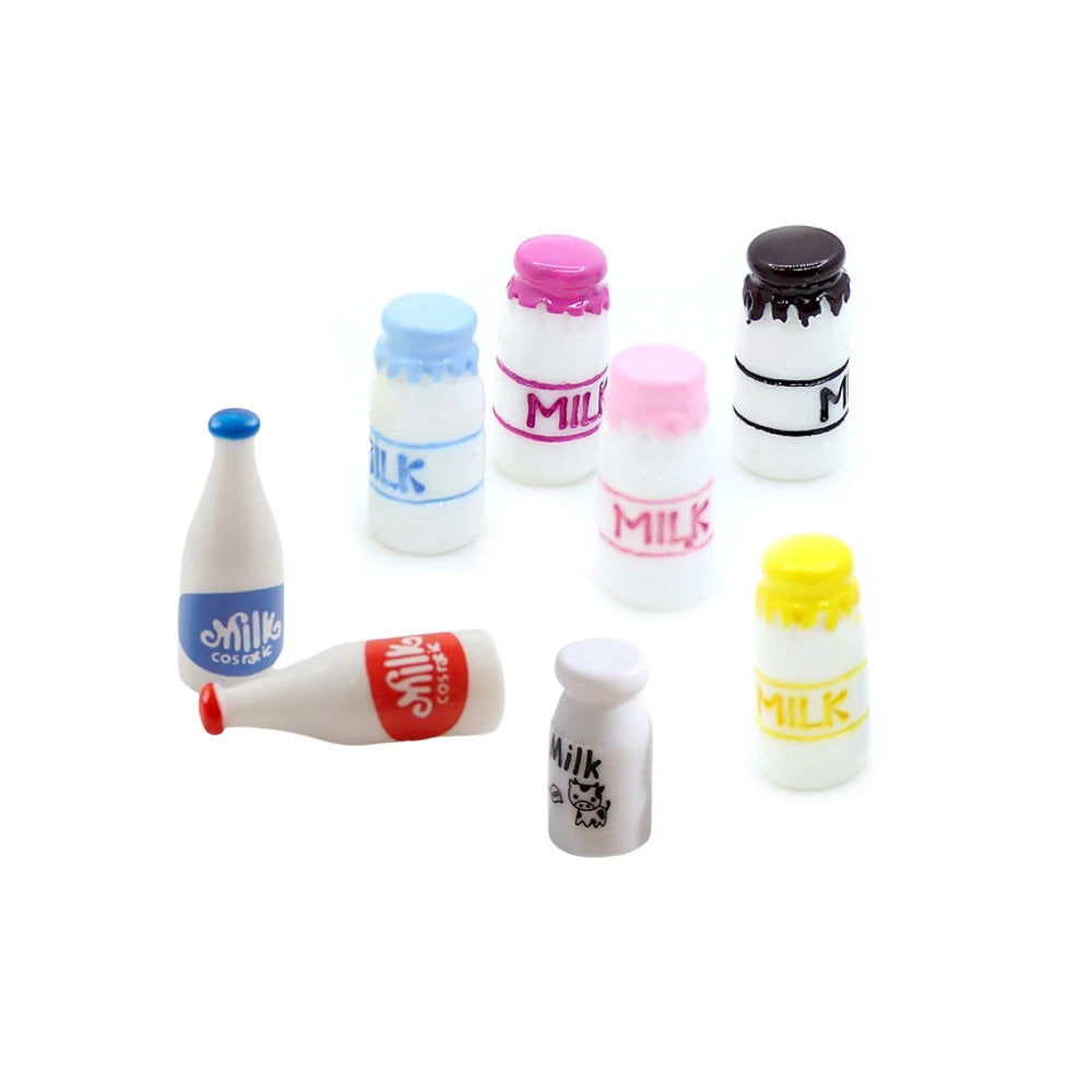 Hot Sale Lovely 3d Fake Miniature Milk Bottle Resin Charm Pendant for Keychain Decoration