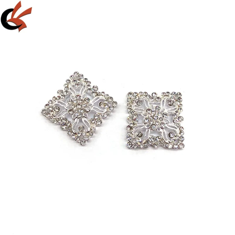 2cm Small square Crystal Rhinestone Brooches Buckles for Wedding Invitation Bouquet Decoration
