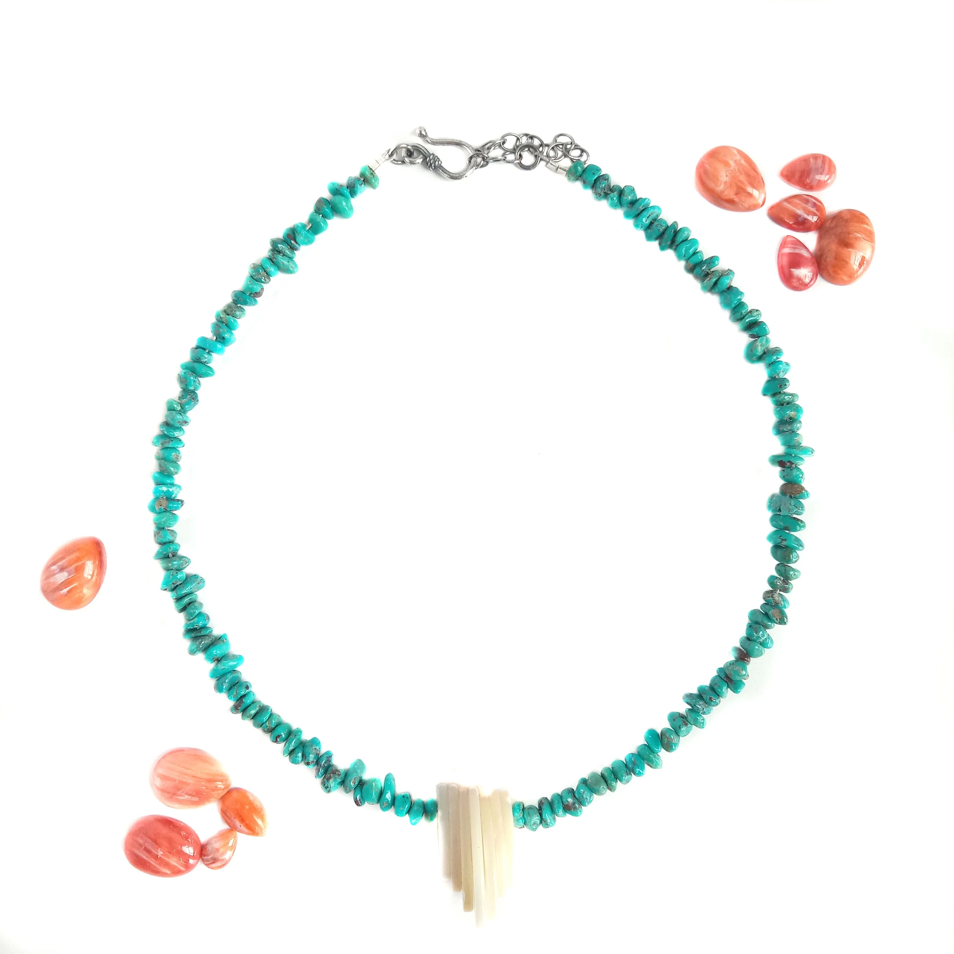 Wholesale Natural Turquoise and mop Turquoise Choker Statement Necklace Gift