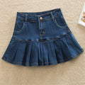 Harajuku Punk Denim Breathable Empire Waist Mini Pleated A-Line Skirt Women Summer Ruffles Fashion Korean Y2k Flada