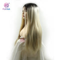 Beautiful 13 by 3 Synthetic Ombre Color Braided 2 Part Line Wig Front Lace Synthetic Wigs for Women