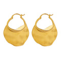 Simple Stainless Steel 18K Gold Plated Irregular Embossed Plate Earrings Titanium Steel Personalized Geometric Handbag Earring