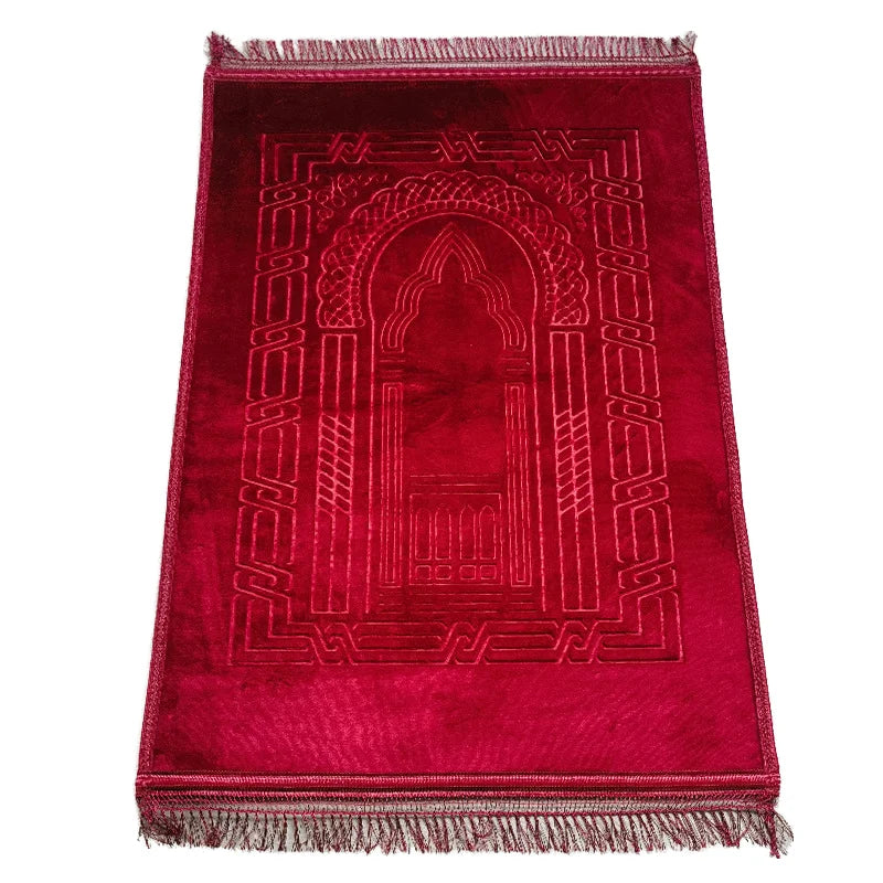 Factory Wholesale Prayer Mat 80*120cm Solid Color  Raschel Carpet Good Quality Islamic Prayer Mats for Ramadan