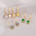 New Wholesale Factory Supply Tarnish Free14K Gold  Women Shinning Square Zircon Diamond Stainless Earrings
