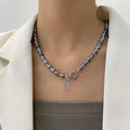 MAY Wholesale Sterling Silver Freshwater Pearl Rhodium Plated Beaded Necklace-Women's Trendy Gift Jewelry
