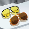 Custom Logo 2025 Fashion Retro Big Frame Pilot Sun Glasses UV400 Double Bridges Oversized Women Sunglasses