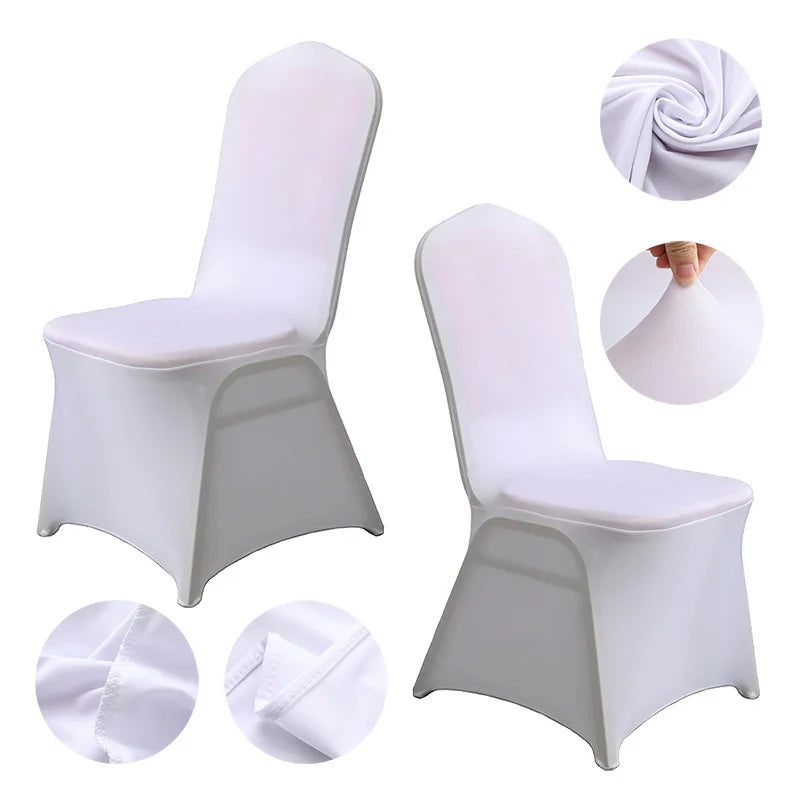 Cheap White Folding Chair Cover Christmas Dining Wedding Events Banquet Decoration Spandex Polyester Chair Covers