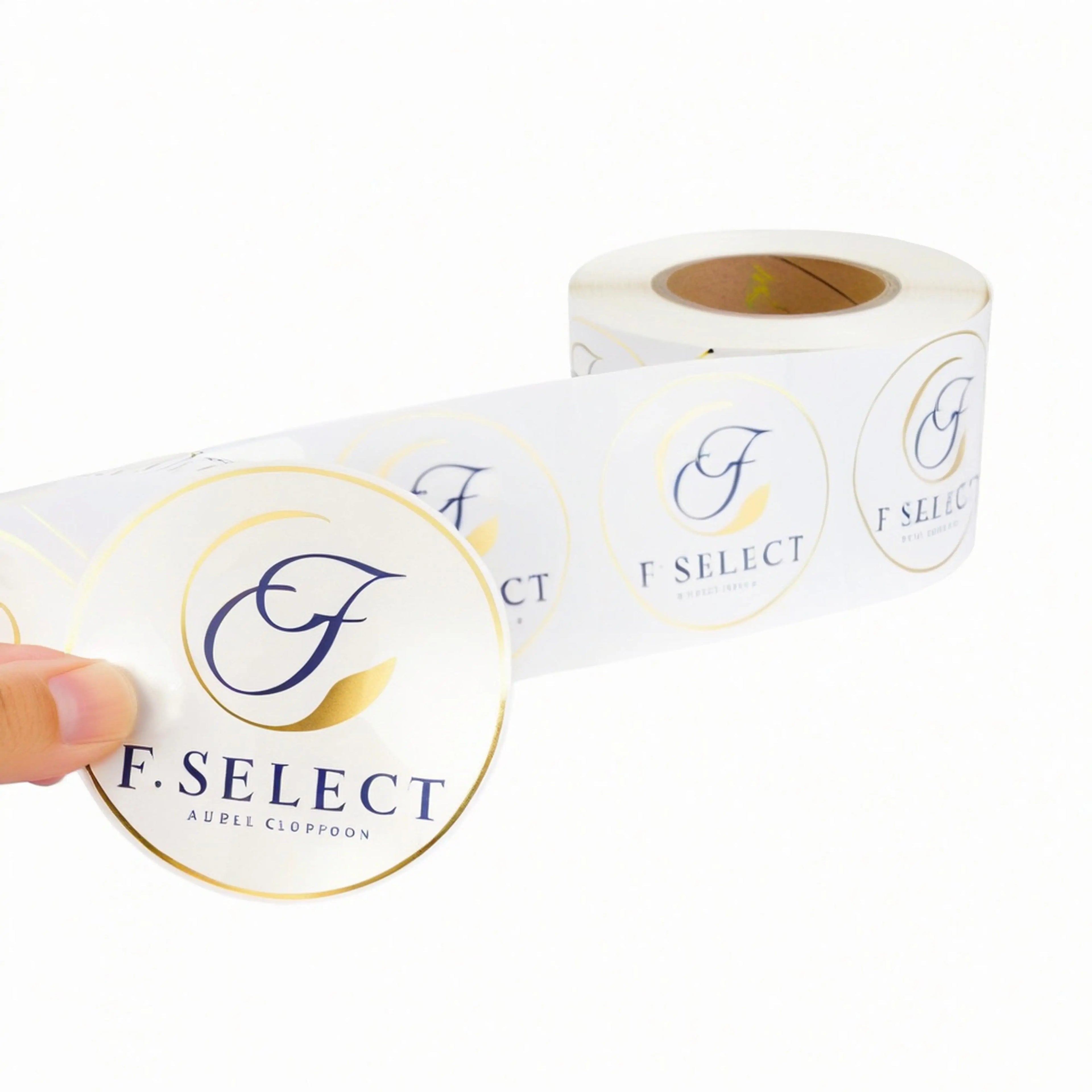 Custom Logo Adhesive Waterproof Vinyl Paper Thank You Stickers Roll Custom Stickers for Candle Packaging Labels