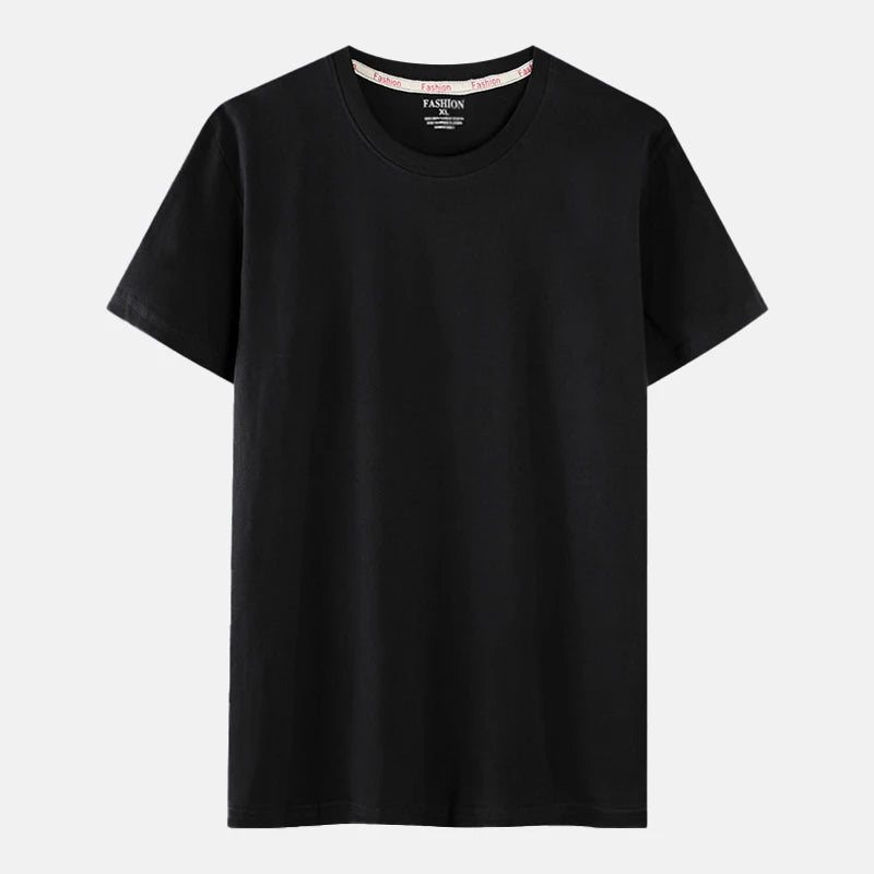 Men's Oversize 100% Cotton T-Shirt 180G Solid Pattern Drop Shoulder Custom Logo Back White Grey Customizable Blank T-Shirt