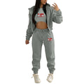 Custom logo High-quality Printed Sports Pants and Hoodie Set Women Tracksuit 3 Piece Set Solid Color Zipper Women's Hoodie Suit