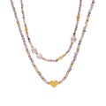 Ethnic Style Summer Stainless Steel Necklace Non-Fading Heart Pendant Handmade Beaded Chain Embellished Shell Beads Natural Gift