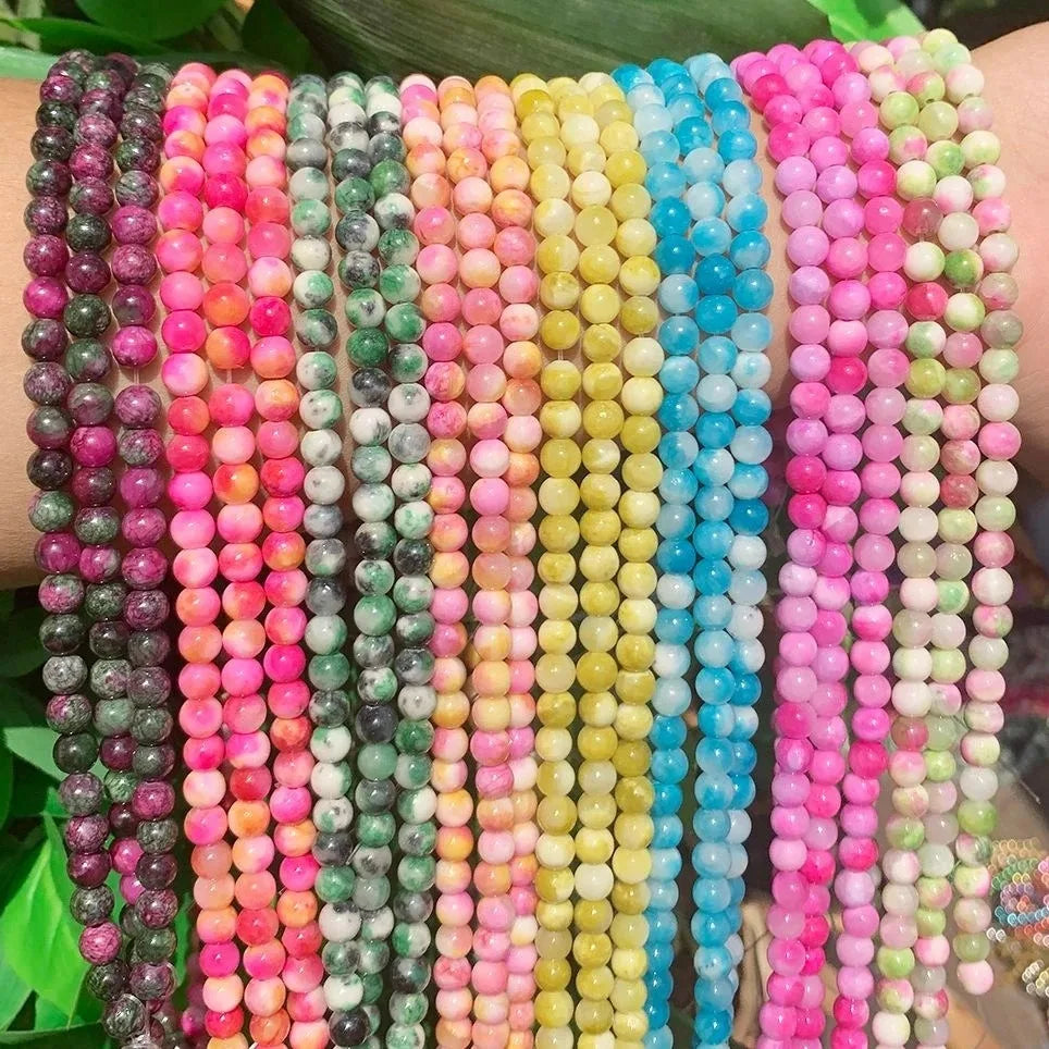 Rainbow Persian Jade Round Semi Precious Gemstone Strand Beads Jade Stone Beads for Jewelry Making