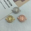 St. Benedict Medal Connector Crystal Rhinestone Catholic Religious Jewelry Findings for Bracelet Necklace DIY Making