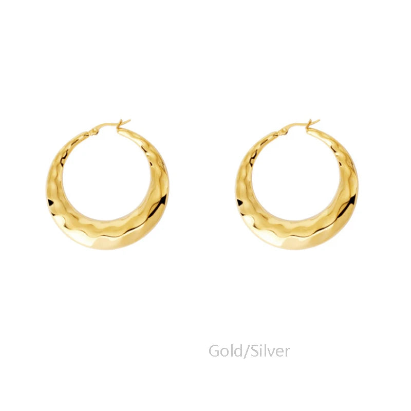 Non Tarnish Fashion Jewelry Statement Earrings 18k PVD Gold Plated Stainless Steel Chunky Hoop Earrings for Women