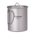 Silver Titanium Travel Mug with Handle Portable Camping Coffee/Tea Cup Custom Mugs-OEM/ODM Service Tiartisan Brand