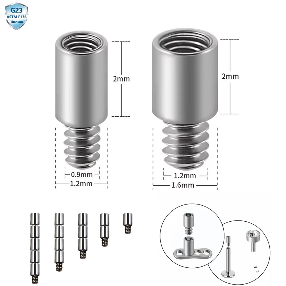 ASTM F136 Titanium 14G/16G Extension Rod 2mm for Internal Thread Piercing Body Jewelry Accessories-14K Umbilical Stud
