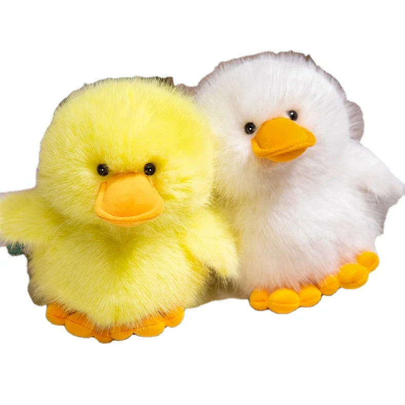 Furry Plush White Duck Doll Adorable Stuffed Animal Duck Toy Cozy Plush Yellow Stuffed Duck Toy Gift for Kids