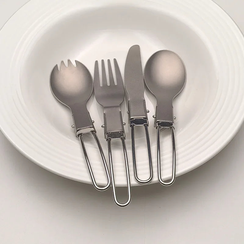 Outdoor Camping Portable Travel Titanium Tableware Set