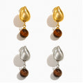 MICCI Best Seller Tarnish Free Stainless Steel Jewelry Tigers Eye Stone Custom Water Drop Earrings