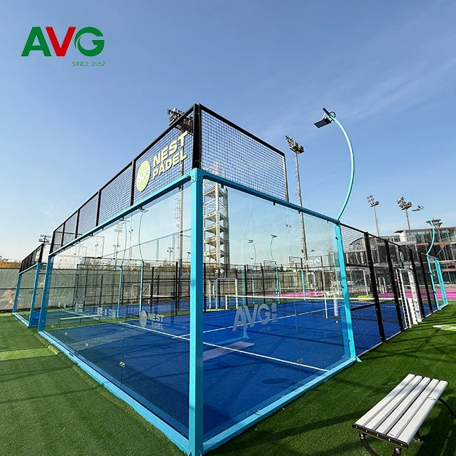AVG Factory Padel Tennis Court 10m*20m with LED Lights Panoramic Design Waterproof for Indoor/Outdoor Use